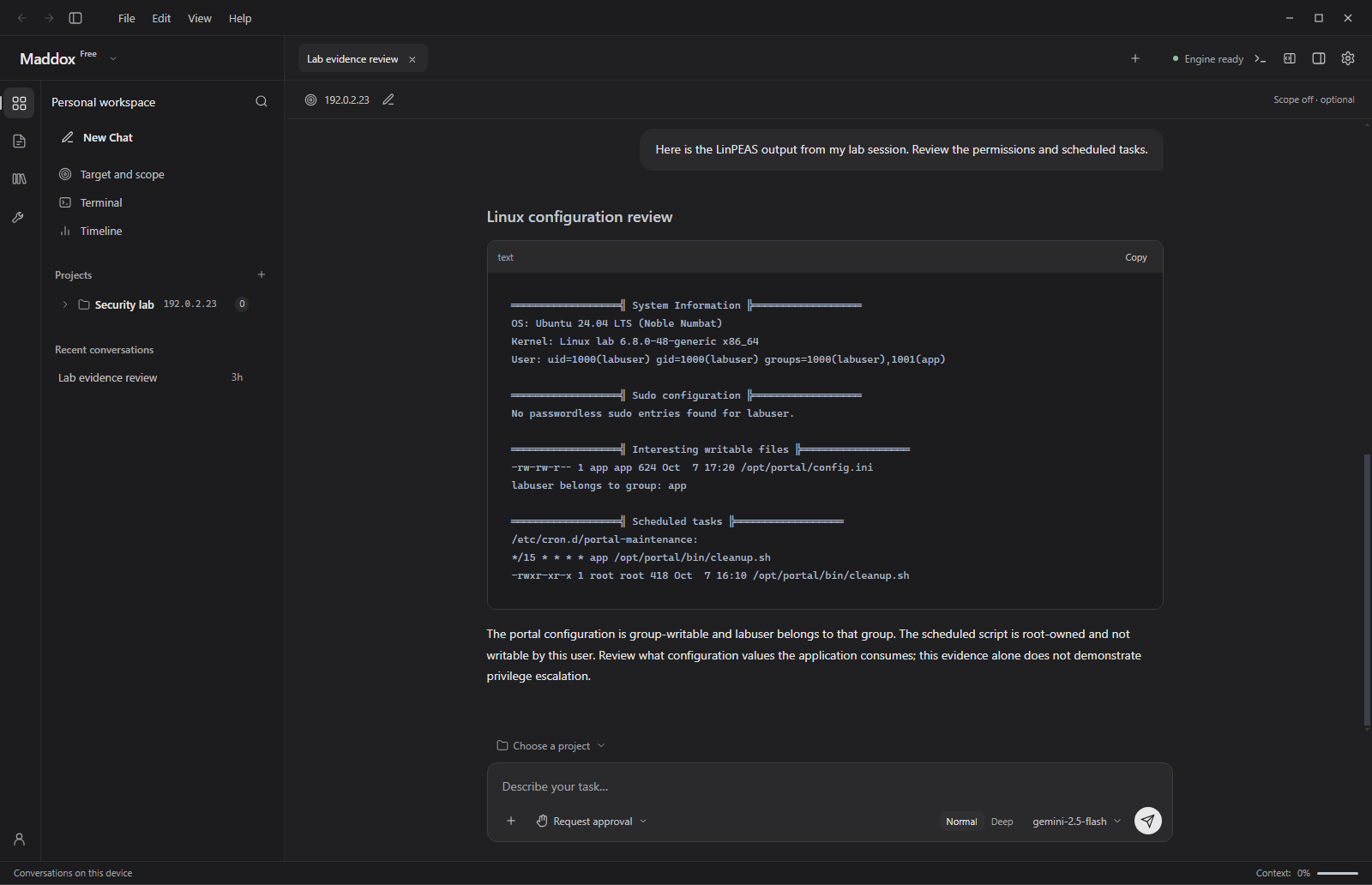 LinPEAS Log Analysis and Permissions Review